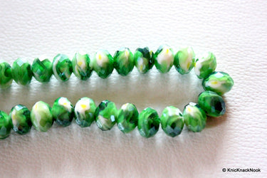 Green Faceted Rondelle Millefiori Glass Beads 12mm